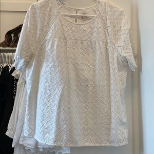 White Eyelet Short Sleeve Top